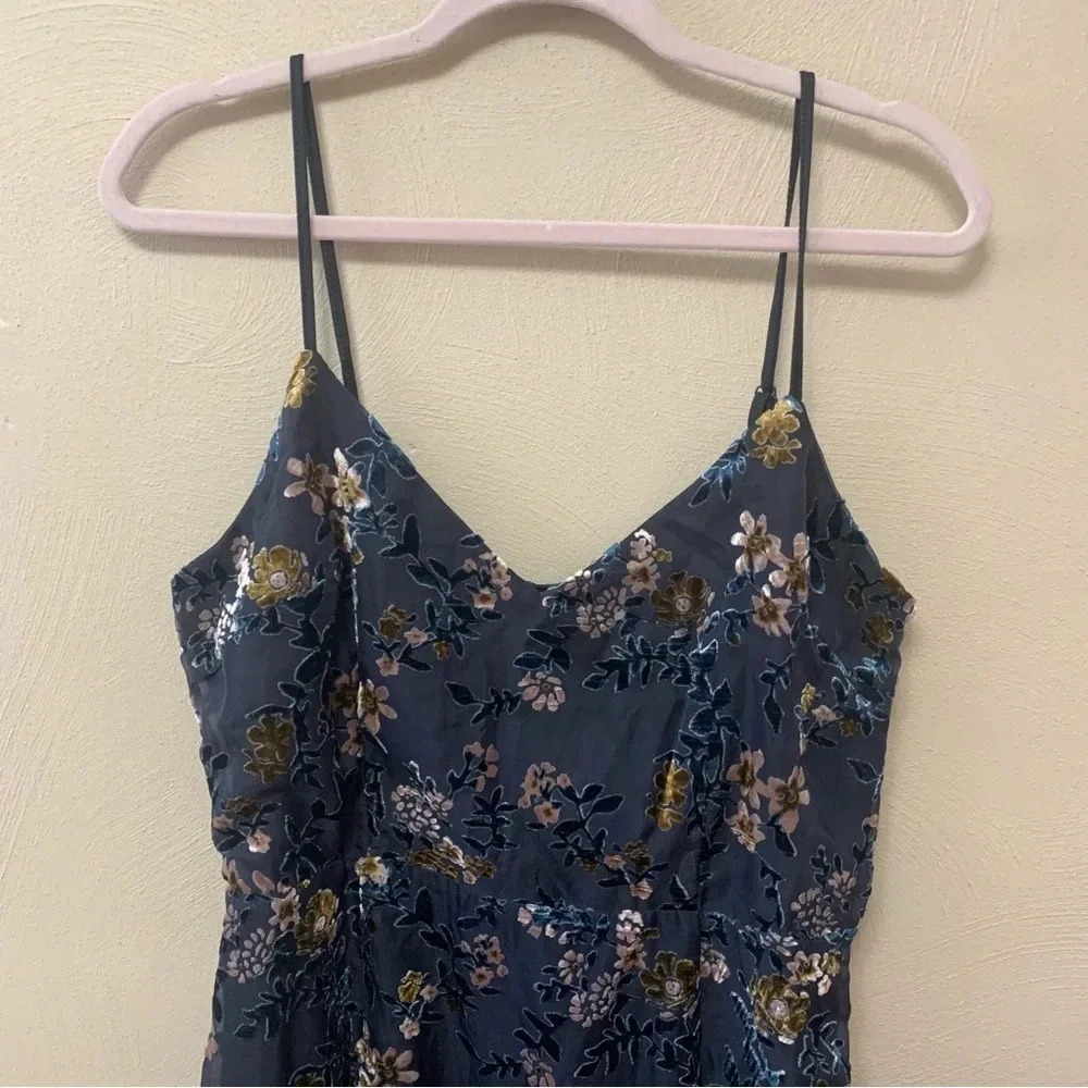 Lulus Evenings with You Dark Teal Floral Velvet Asymmetrical Dress - Picture 7 of 16
